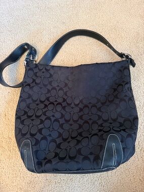 Coach Black Signature Jacquard Shoulder Bag